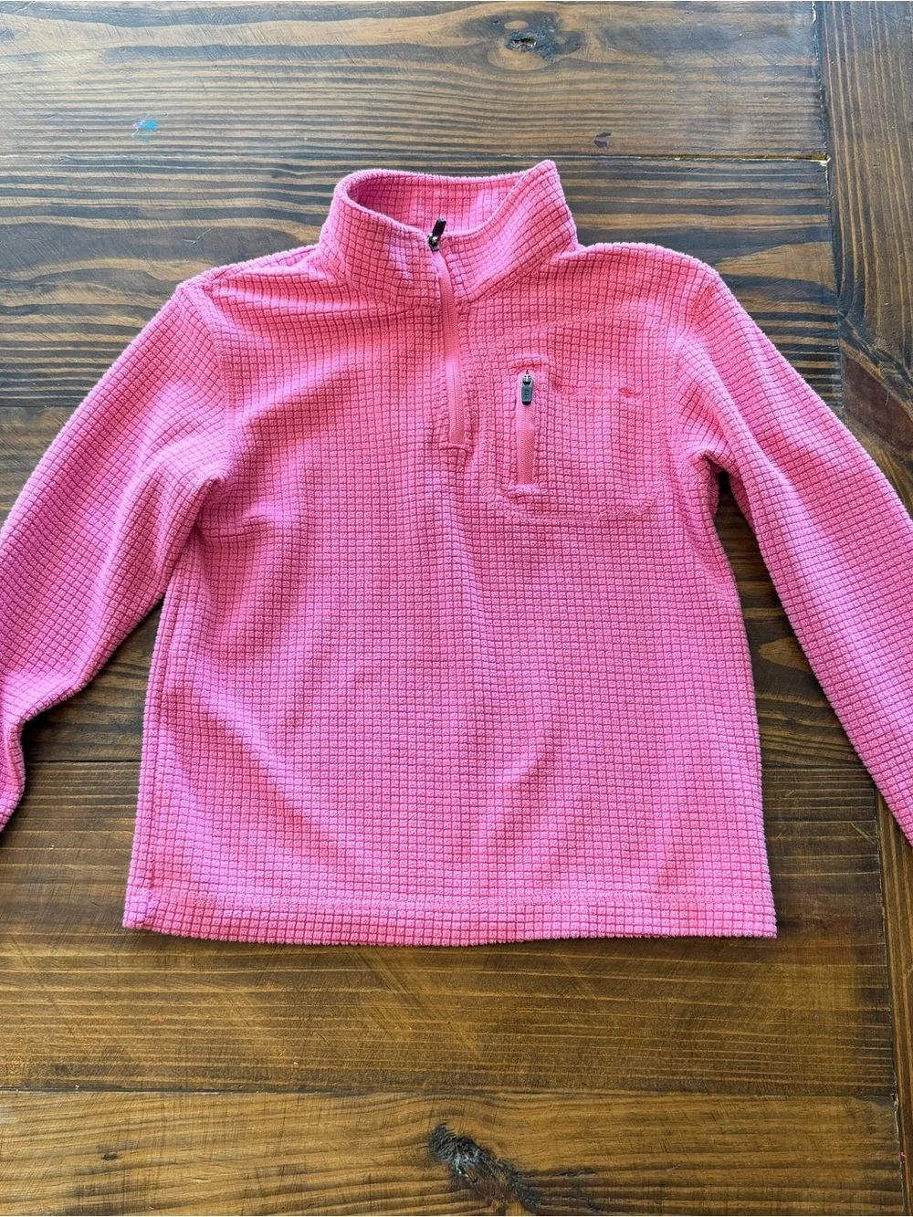 Girls' Pink Waffle-Texture Quarter Zip Pullover Properly Tied